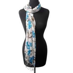 Scarf Blue and White Abstract 100% Cotton